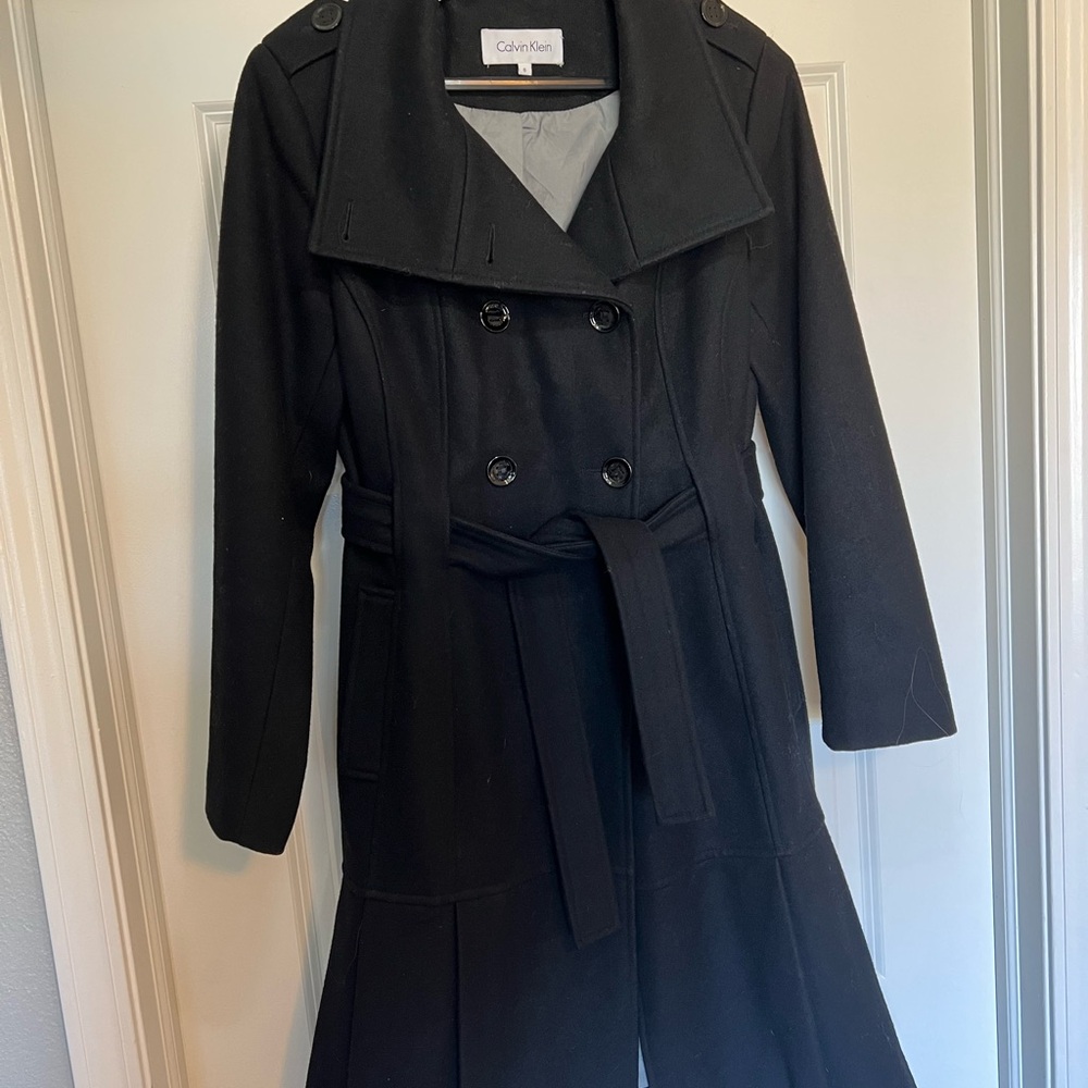 Calvin Klein Black Wool Peacoat